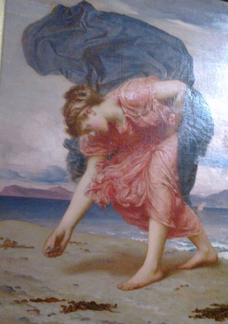 Leighton : jeune fille grecque ramassant des galets (détail)