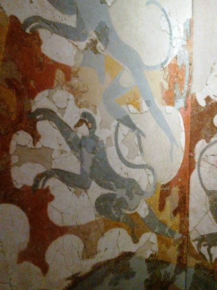 fresques d'Akrotiri : singes bleus