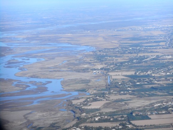 vu d'avion l'Amou Daria