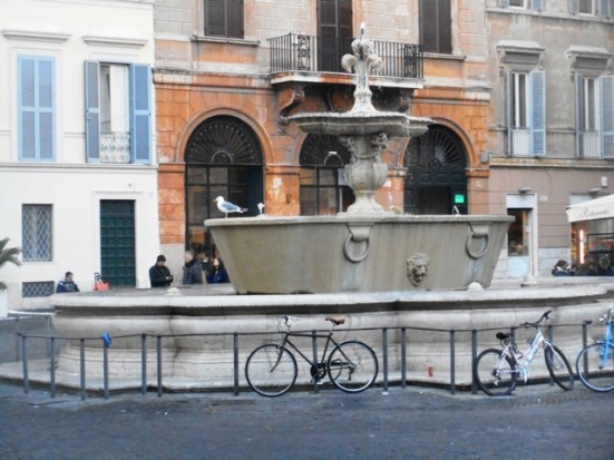 Devant le Palais Farnèse, les grosses baignoires pris dans les thermes qui permettaient de se rafraîchir