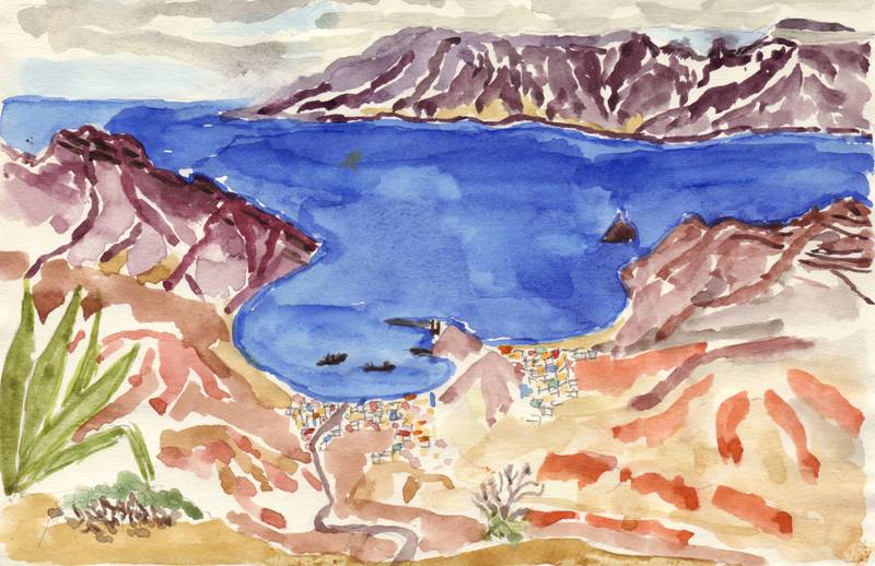 la baie de Mindelo, au fond :Santo antao